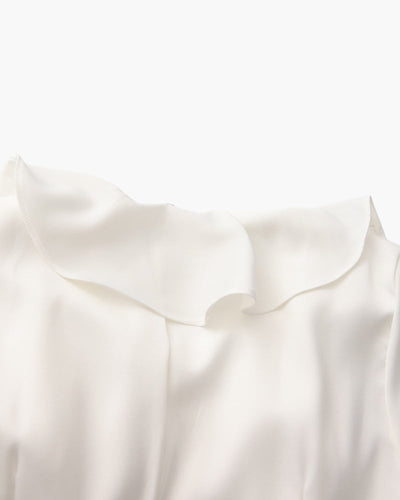 Perlenknopf Rüschenshirt Midi-Kleid