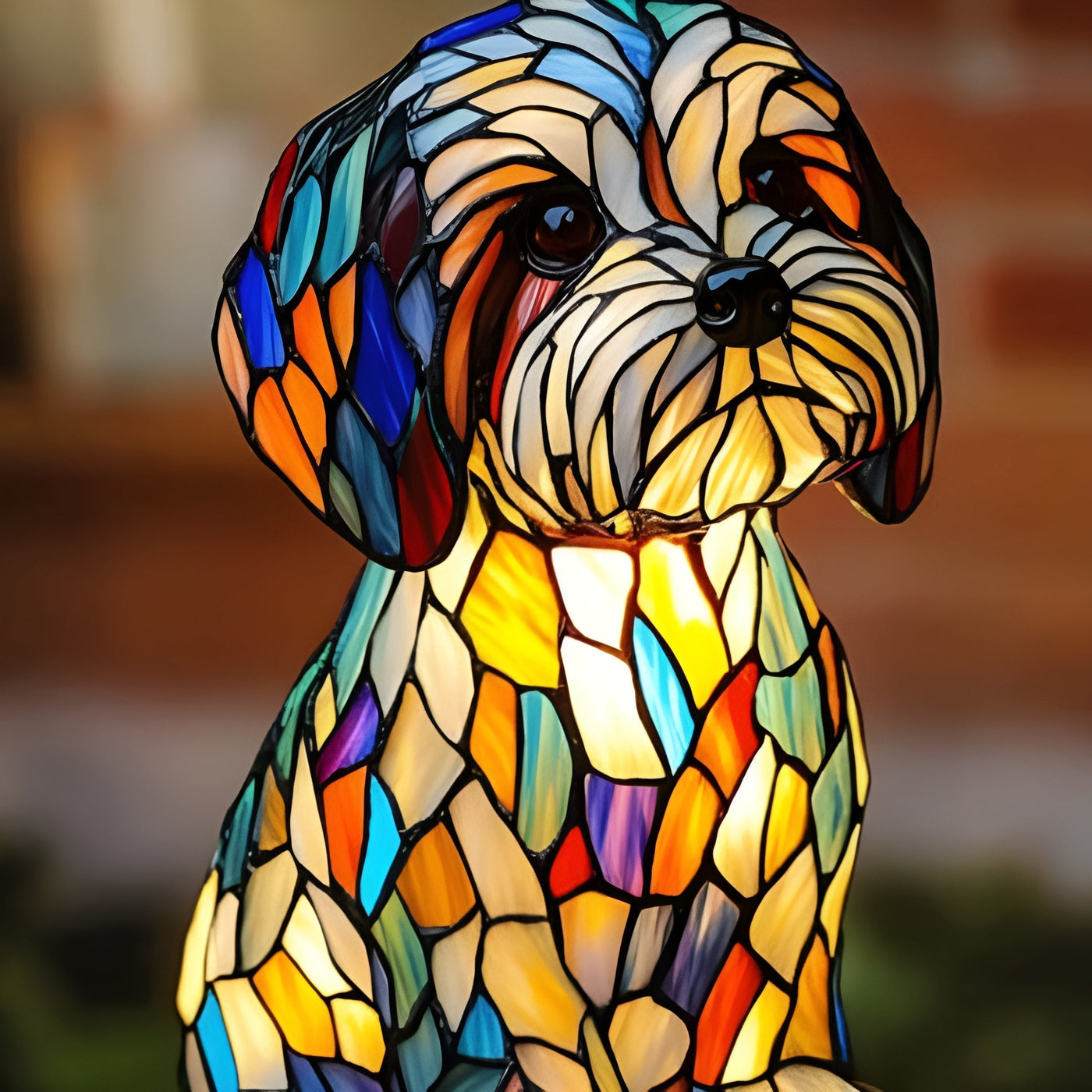 Papouille – Magische Lampe für Hunde aus buntem Glas