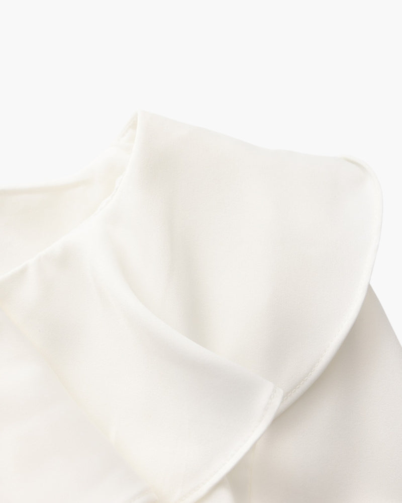 Perlenknopf Rüschenshirt Midi-Kleid