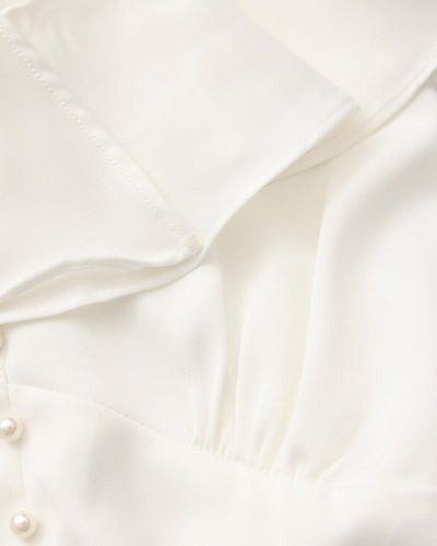 Perlenknopf Rüschenshirt Midi-Kleid