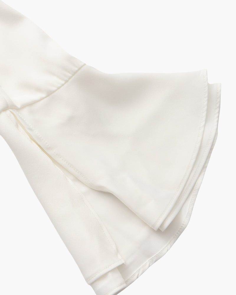 Perlenknopf Rüschenshirt Midi-Kleid