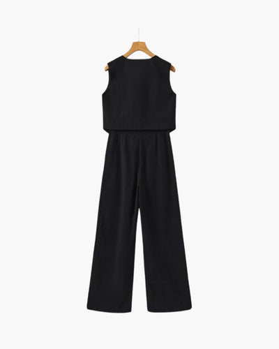 Stilvolle Damen - Leinen Zweiteiliges Set