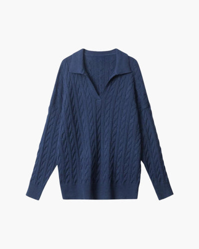 Luxuriöser V-Ausschnitt Strickpullover aus hochwertiger Wolle