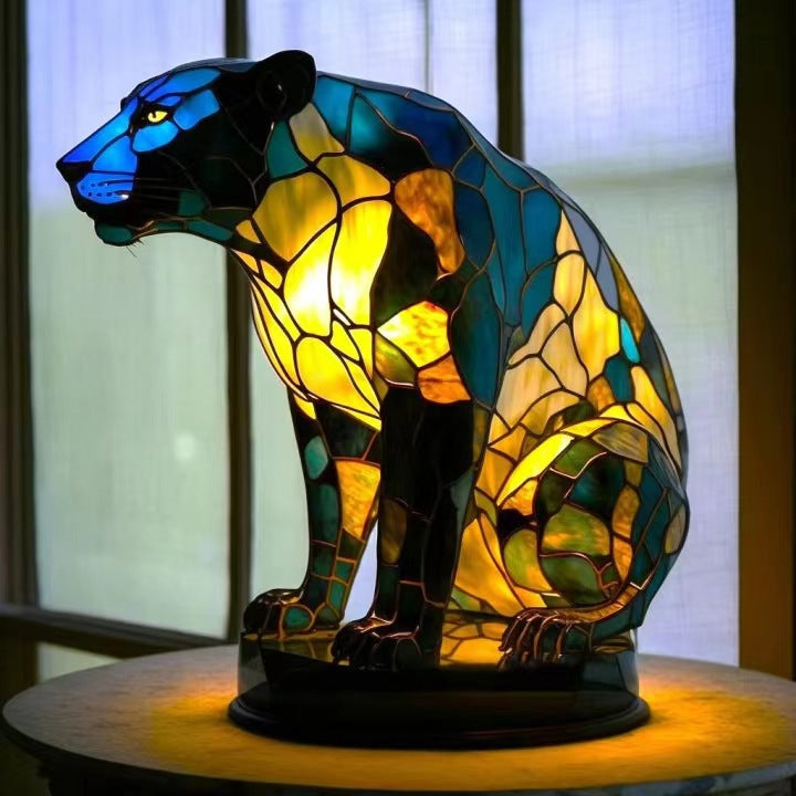 Pataud – Magische Pantherlampe aus farbigem Glas