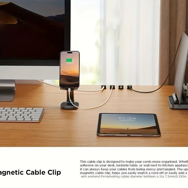 2/4/6 Stück PP Magnetische Kabelclips: Verstellbar, Rutschfester Kabelorganisator, Ladekabel Aufbewahrungsklip, für Ordentliches Büro, Auto und Zuhause Kabelfixierung Praktisches Gadget